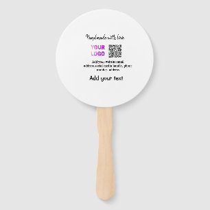 Simple minimal q r code add logo scan code name te hand fan