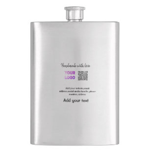 Simple minimal q r code add logo scan code name te hip flask