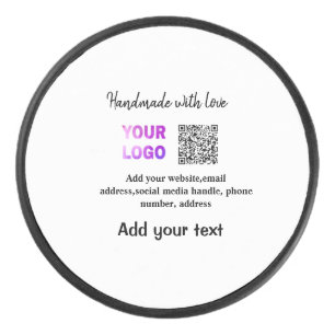 Simple minimal q r code add logo scan code name te hockey puck