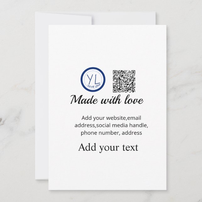 Simple minimal q r code add logo scan code name te invitation (Front)