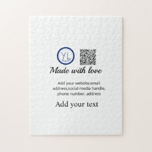 Simple minimal q r code add logo scan code name te jigsaw puzzle