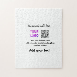 Simple minimal q r code add logo scan code name te jigsaw puzzle