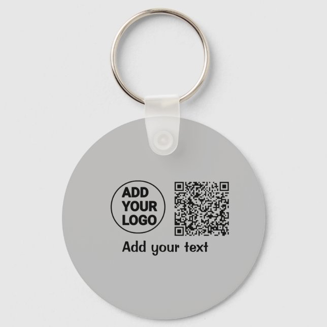 Simple minimal q r code add logo scan code name te key ring (Front)