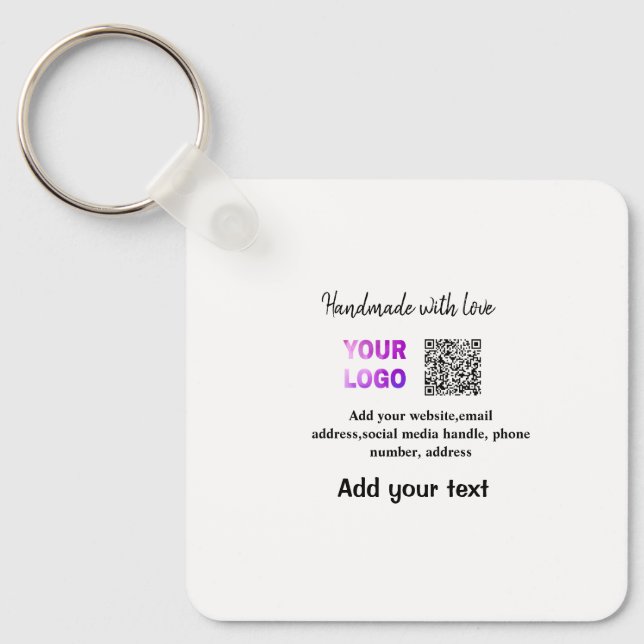 Simple minimal q r code add logo scan code name te key ring (Front)