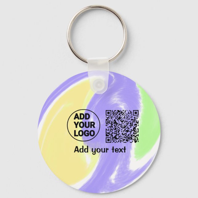 Simple minimal q r code add logo scan code name te key ring (Front)