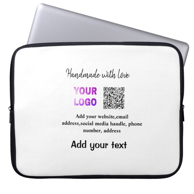 Simple minimal q r code add logo scan code name te laptop sleeve (Front)