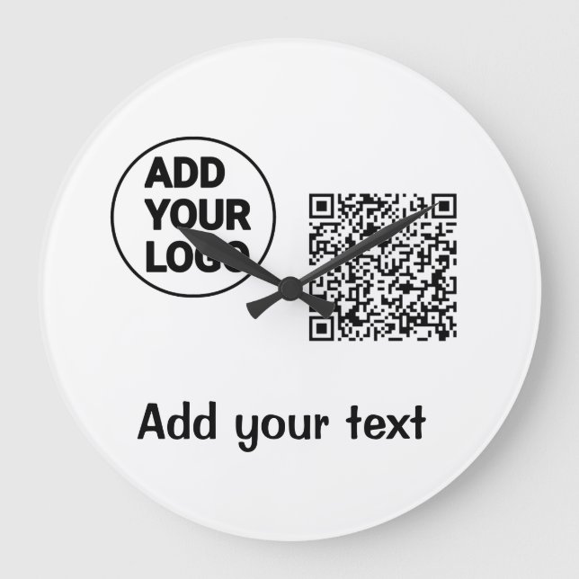 Simple minimal q r code add logo scan code name te large clock (Front)