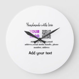 Simple minimal q r code add logo scan code name te large clock