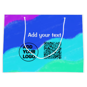 Simple minimal q r code add logo scan code name te large gift bag