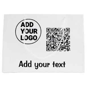 Simple minimal q r code add logo scan code name te large gift bag