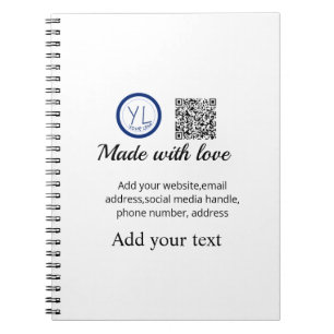 Simple minimal q r code add logo scan code name te notebook