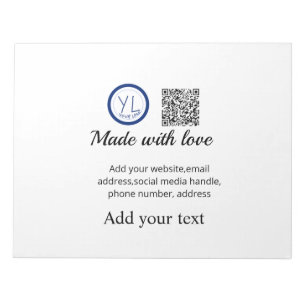 Simple minimal q r code add logo scan code name te notepad