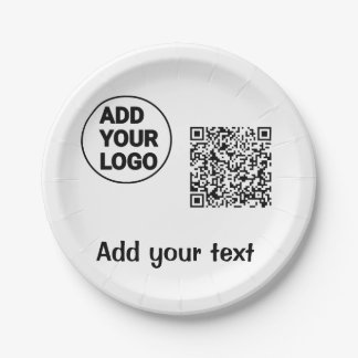Simple minimal q r code add logo scan code name te paper plate