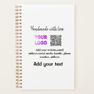 Simple minimal q r code add logo scan code name te planner