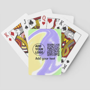 Simple minimal q r code add logo scan code name te playing cards