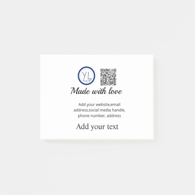 Simple minimal q r code add logo scan code name te post-it notes (Front)