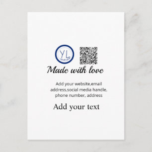 Simple minimal q r code add logo scan code name te postcard