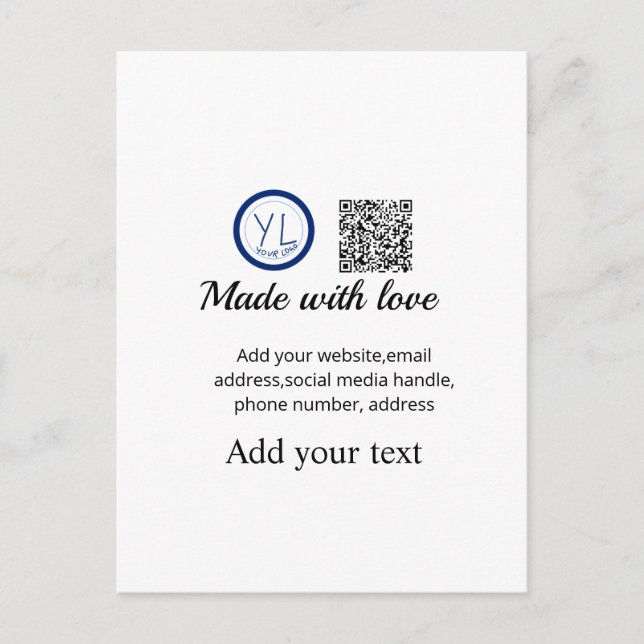 Simple minimal q r code add logo scan code name te postcard (Front)