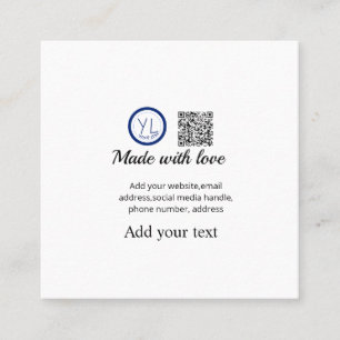 Simple minimal q r code add logo scan code name te square business card
