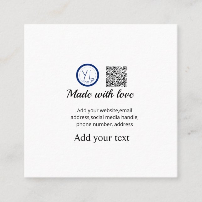 Simple minimal q r code add logo scan code name te square business card (Front)