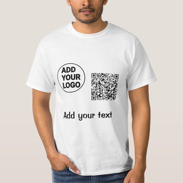 Simple minimal q r code add logo scan code name te T-Shirt (Front)