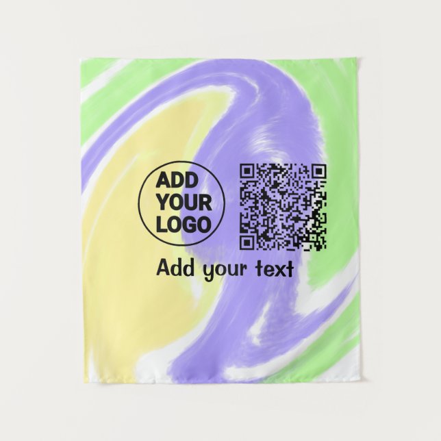 Simple minimal q r code add logo scan code name te tapestry (Front)