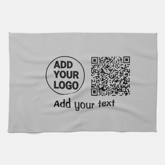 Simple minimal q r code add logo scan code name te tea towel (Horizontal)