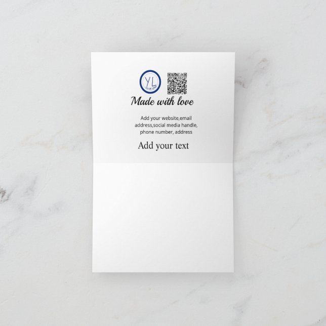 Simple minimal q r code add logo scan code name te thank you card (Inside)