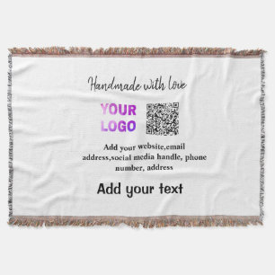 Simple minimal q r code add logo scan code name te throw blanket