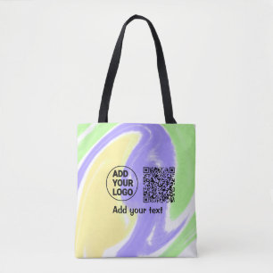 Simple minimal q r code add logo scan code name te tote bag