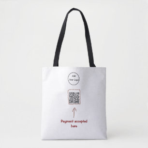 Simple minimal q r code add logo scan code name te tote bag