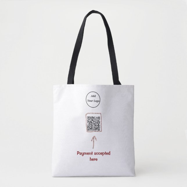 Simple minimal q r code add logo scan code name te tote bag (Front)