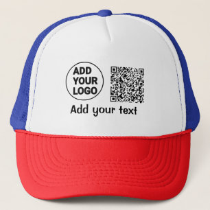 Simple minimal q r code add logo scan code name te trucker hat