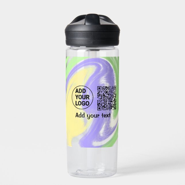 Simple minimal q r code add logo scan code name te water bottle (Front)