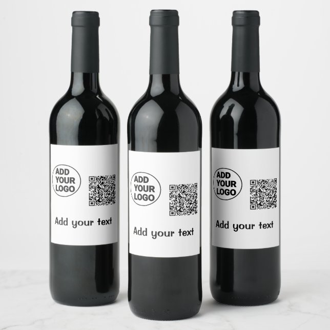 Simple minimal q r code add logo scan code name te wine label (Bottles)