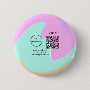 Simple minimal q r code add logo scan code name we 6 cm round badge