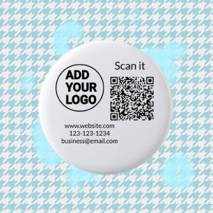 Simple minimal q r code add logo scan code name we 6 cm round badge