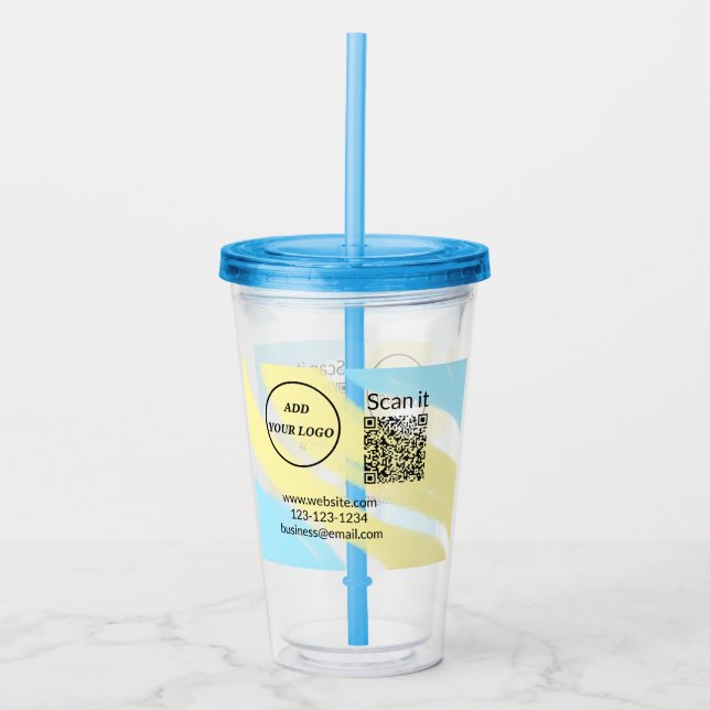 Simple minimal q r code add logo scan code name we acrylic tumbler (Front)