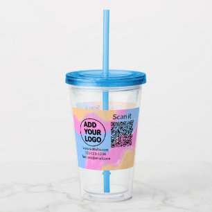 Simple minimal q r code add logo scan code name we acrylic tumbler