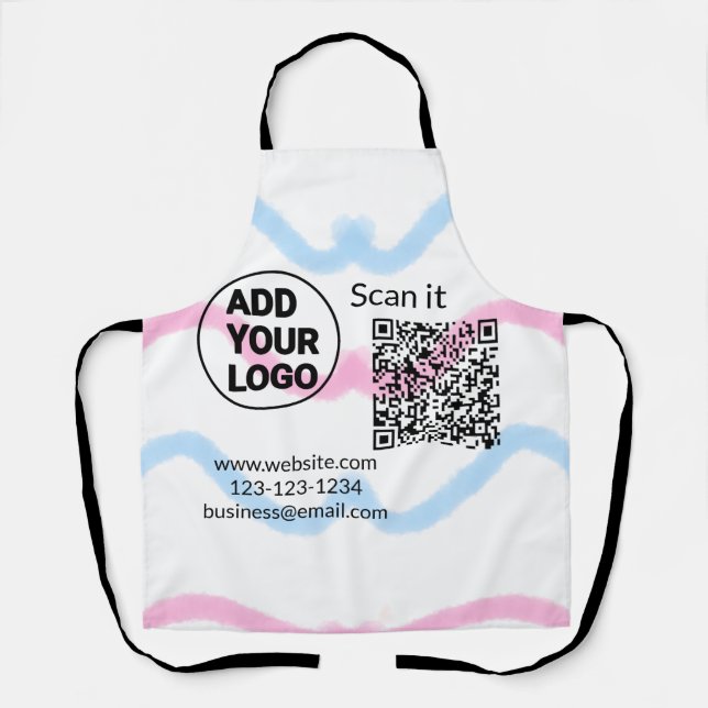Simple minimal q r code add logo scan code name we apron (Front)