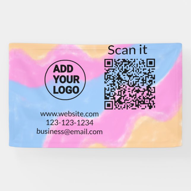 Simple minimal q r code add logo scan code name we banner (Horizontal)