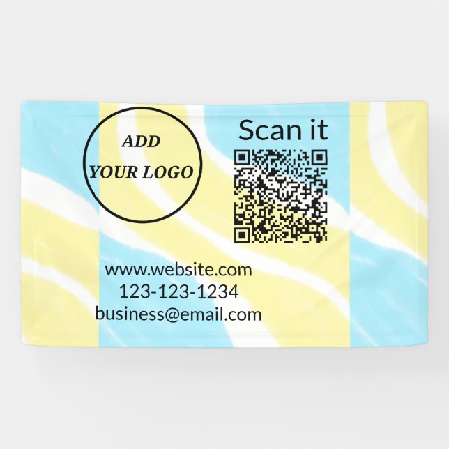 Simple minimal q r code add logo scan code name we banner (Horizontal)
