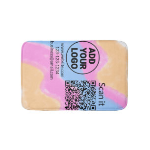 Simple minimal q r code add logo scan code name we bath mat
