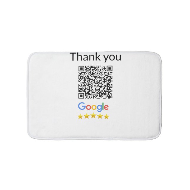 Simple minimal q r code add logo scan code name we bath mat (Front)