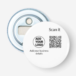 Simple minimal q r code add logo scan code name we bottle opener