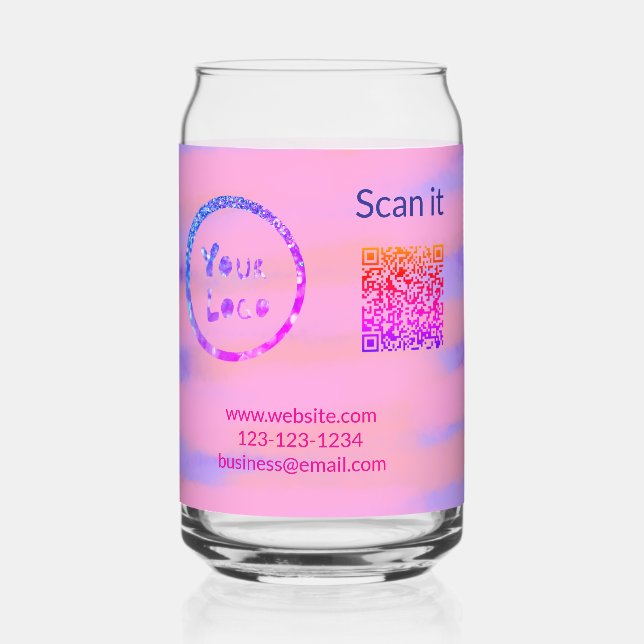 Simple minimal q r code add logo scan code name we can glass (Front)