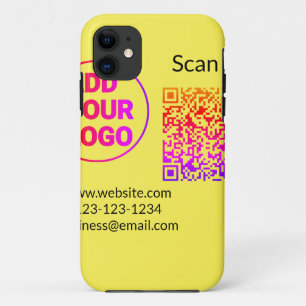Simple minimal q r code add logo scan code name we iPhone 11 case