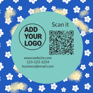 Simple minimal q r code add logo scan code name we classic round sticker