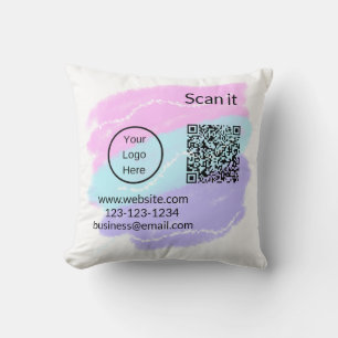 Simple minimal q r code add logo scan code name we cushion