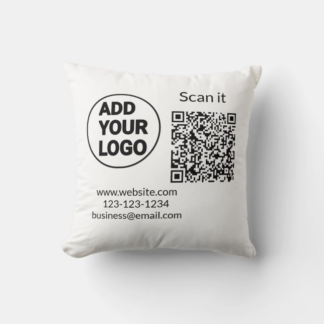 Simple minimal q r code add logo scan code name we cushion (Front)